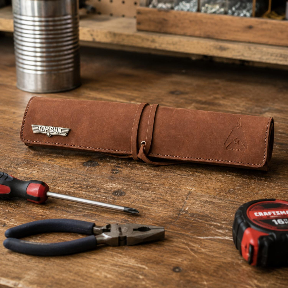 Top Gun PU Leather Tool Wrap Tan