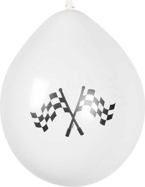 Formula Race Chequered Flag Latex Party Balloons x 6 Black and White