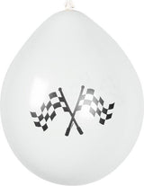Formula Race Chequered Flag Latex Party Balloons x 6 Black and White