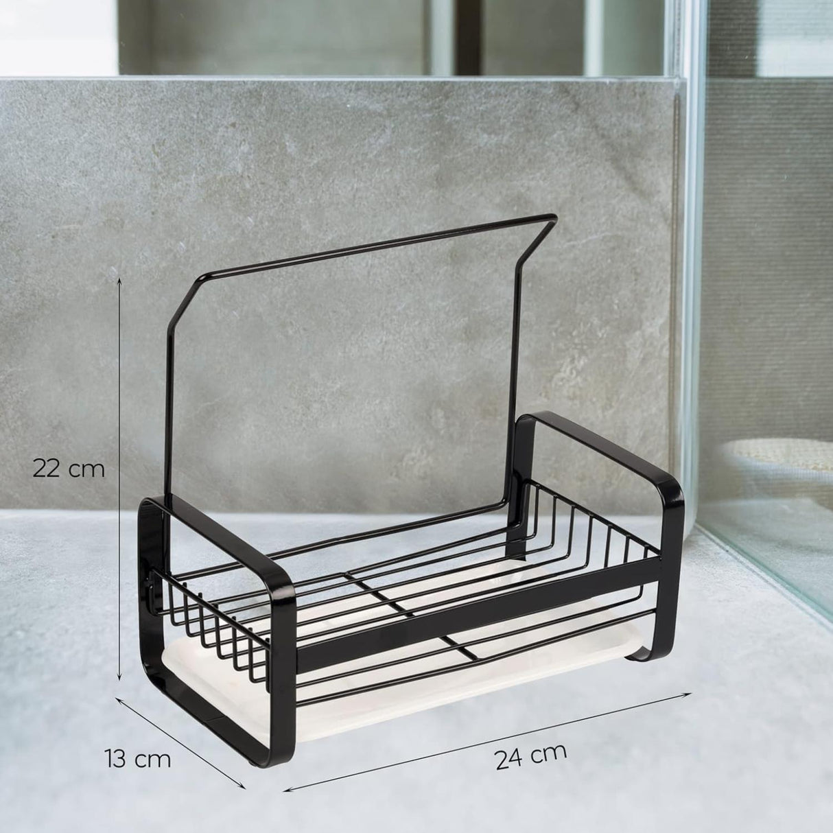 Large Kitchen Sink Caddy Organiser with Drying Rack Black