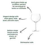 LSA Set of 4 Stemmed Balloon Gin Glasses 680ml Clear