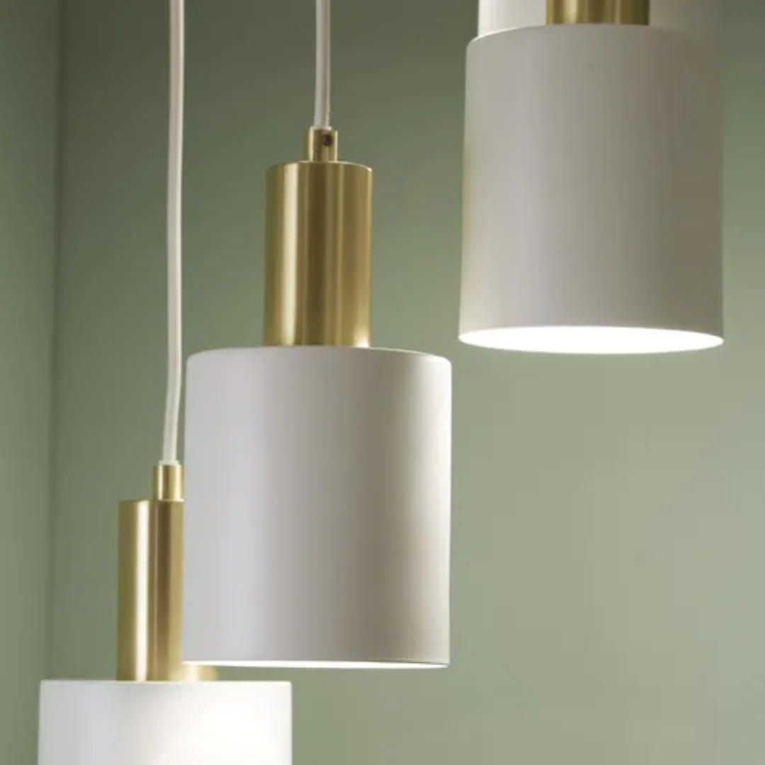 White Gold Ceiling Light Contemporary Drop Pendant Metal Light 5 Arm Chandelier