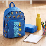 Minions Backpack School Bag with Front Zip Pocket One Size Blue