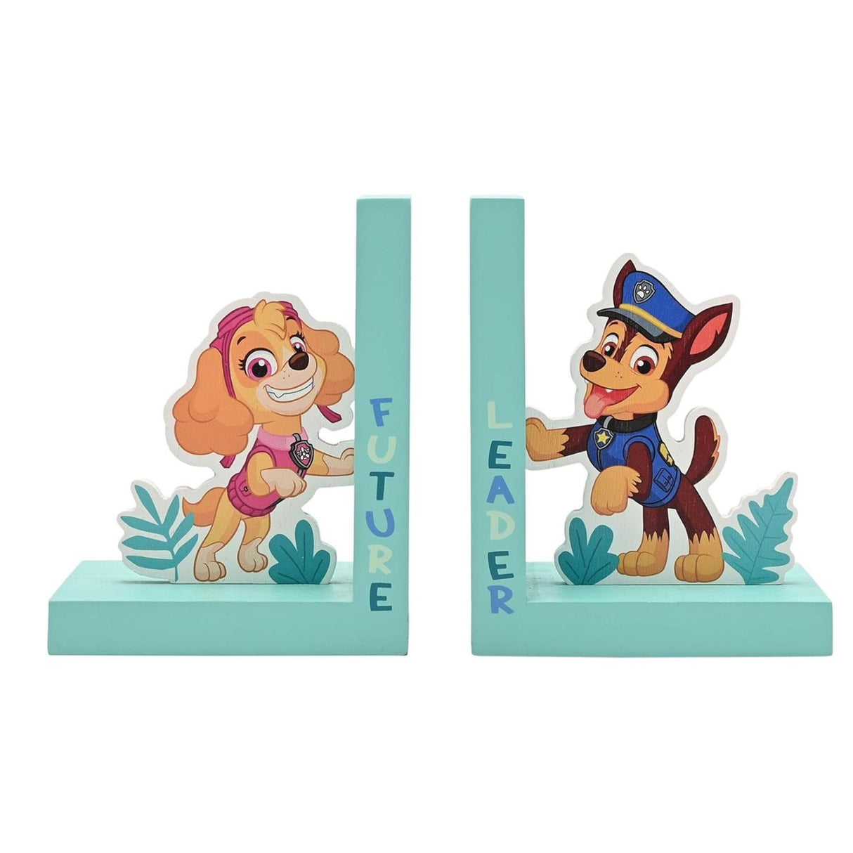 Paw Patrol Skye and Chase Wooden Bookends Turquoise
