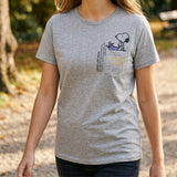 Women's Snoopy T-Shirt  Short Sleeve Cotton Polyester Blend Size M Grey