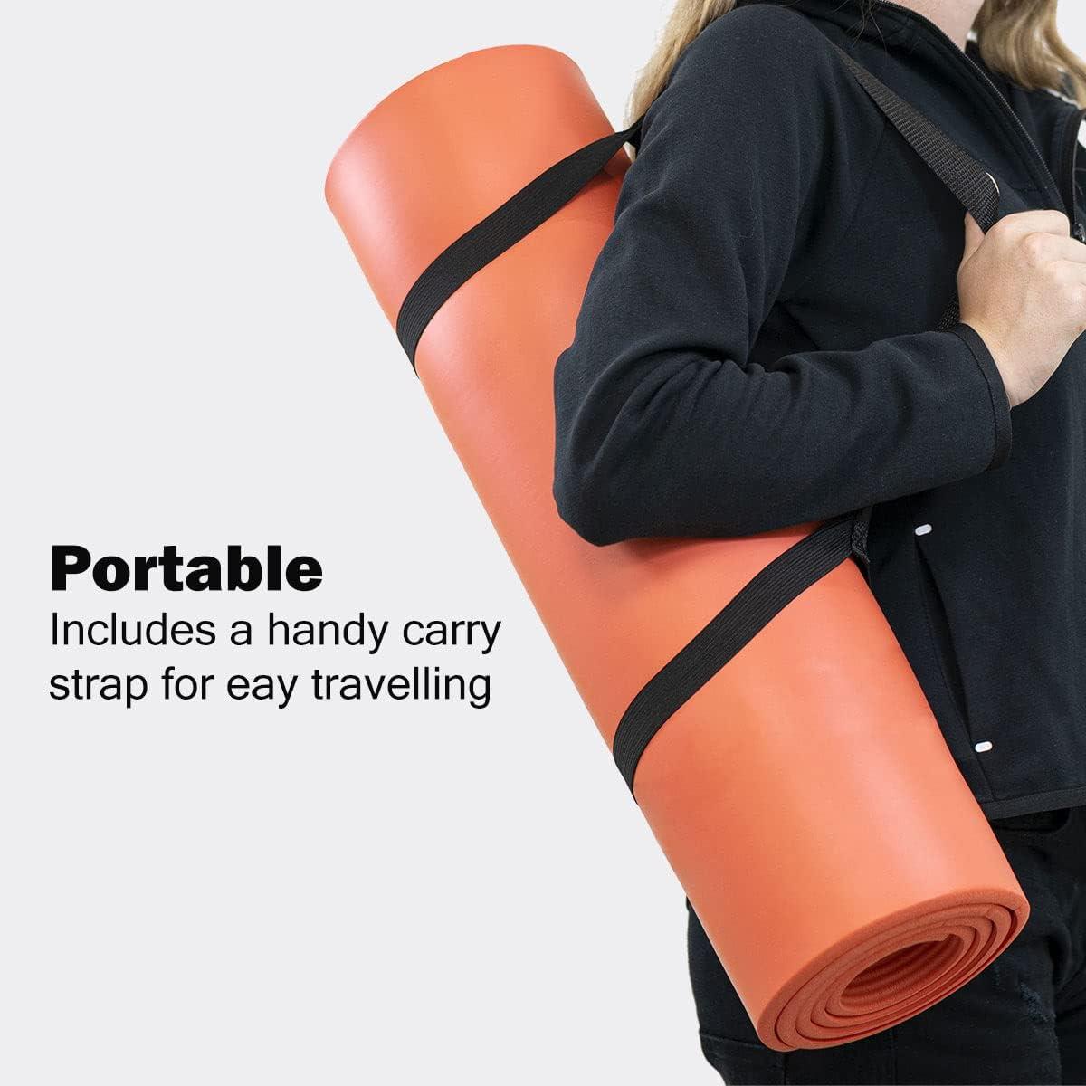 UBUNG 10mm Non-Slip Yoga Mat with Carry Strap – Orange