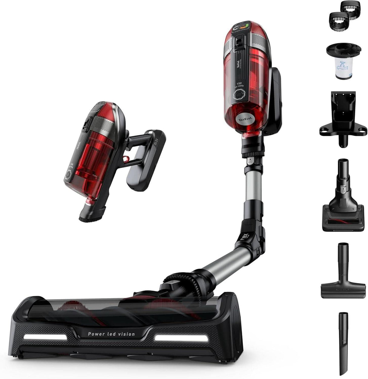 Tefal X-Force Flex 12.60 Pet & Car Cordless Stick Vacuum Cleaner TY98A2GO Black and Red