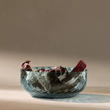 LSA Dapple Mouth-Blown Glass Bowl 22.5cm Water Blue