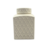 Embossed Diamond Glossy Ceramic Lidded Jar H23cm
