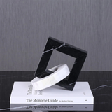 Marble Square and Ring Decorative Accent Black and White