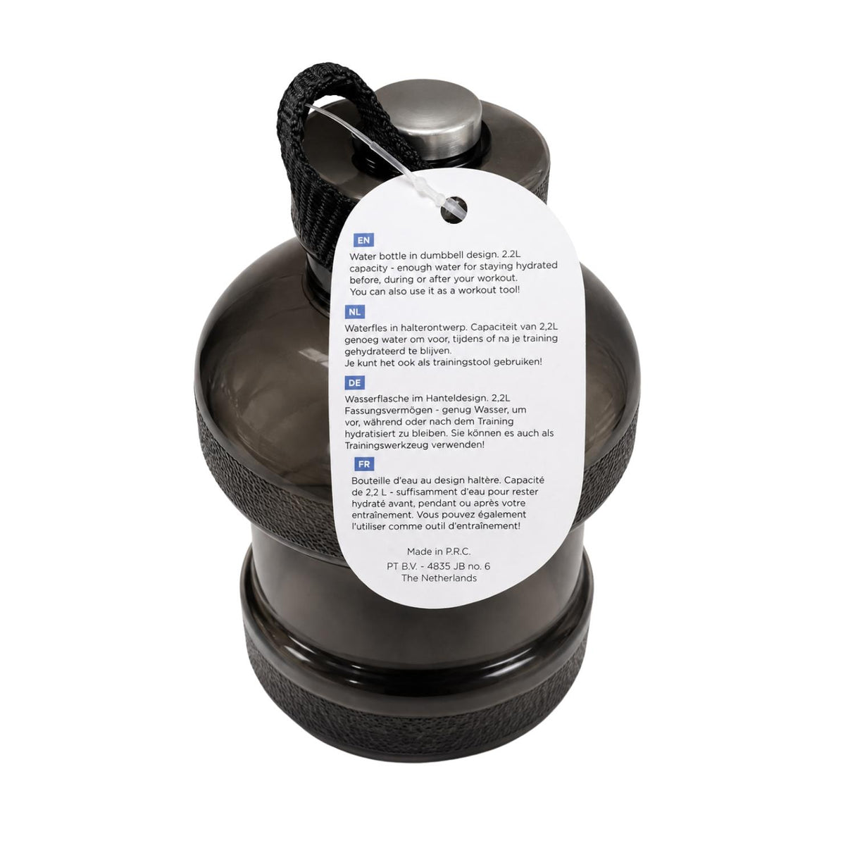Bourgini 2.2L Sports Dumbbell Water Bottle Black