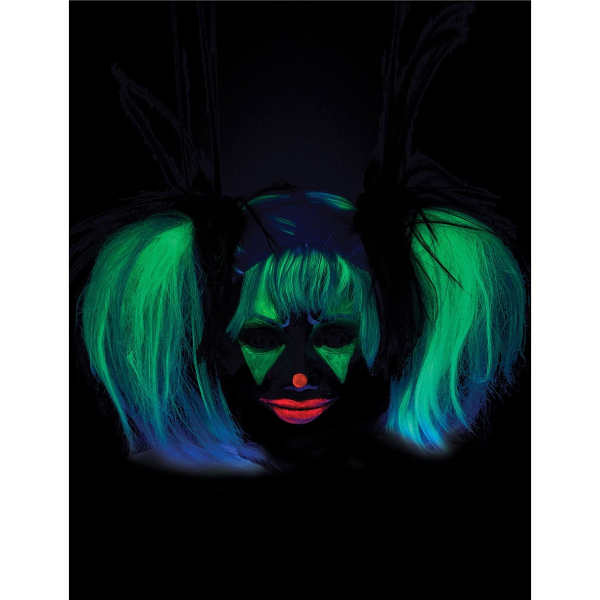 Womens Fancy Dress 7020-061 Black Glow in The Dark Punk Pigtails Halloween Wig