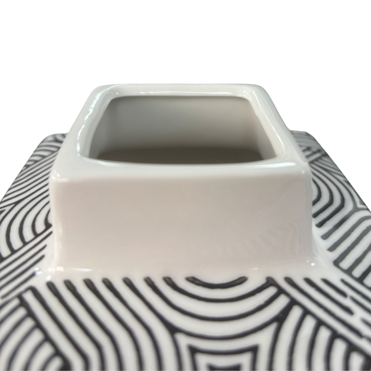 Black & White Geometric Pattern Ceramic Vase H23cm
