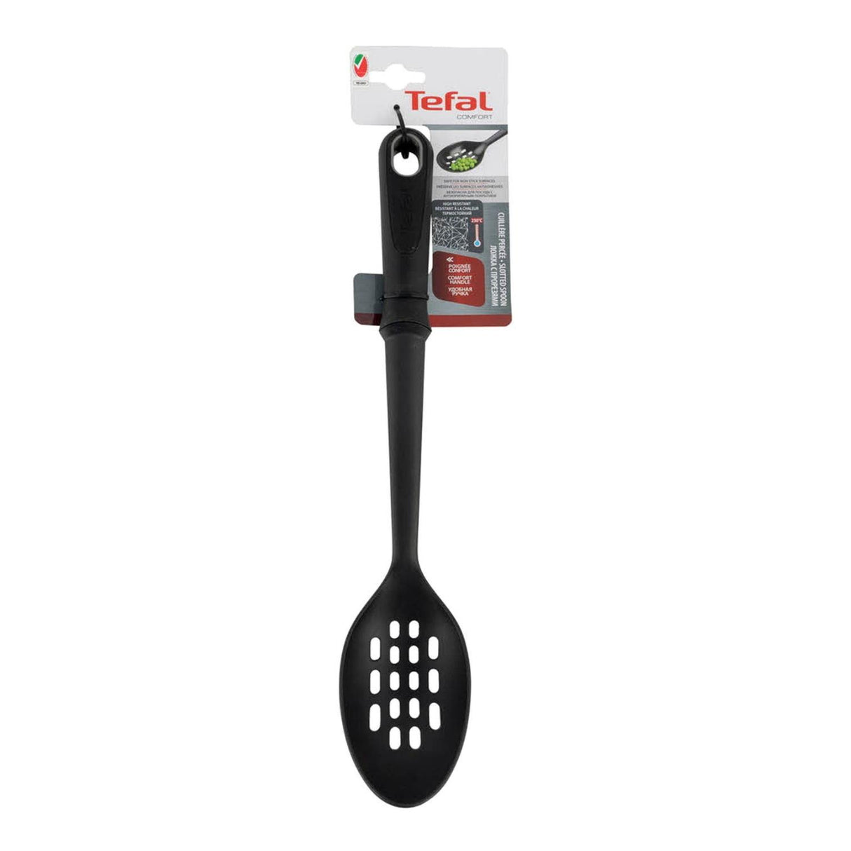 Tefal Comfort Slotted Spoon Heat Resistant Non-Scratch Kitchen Tool Black