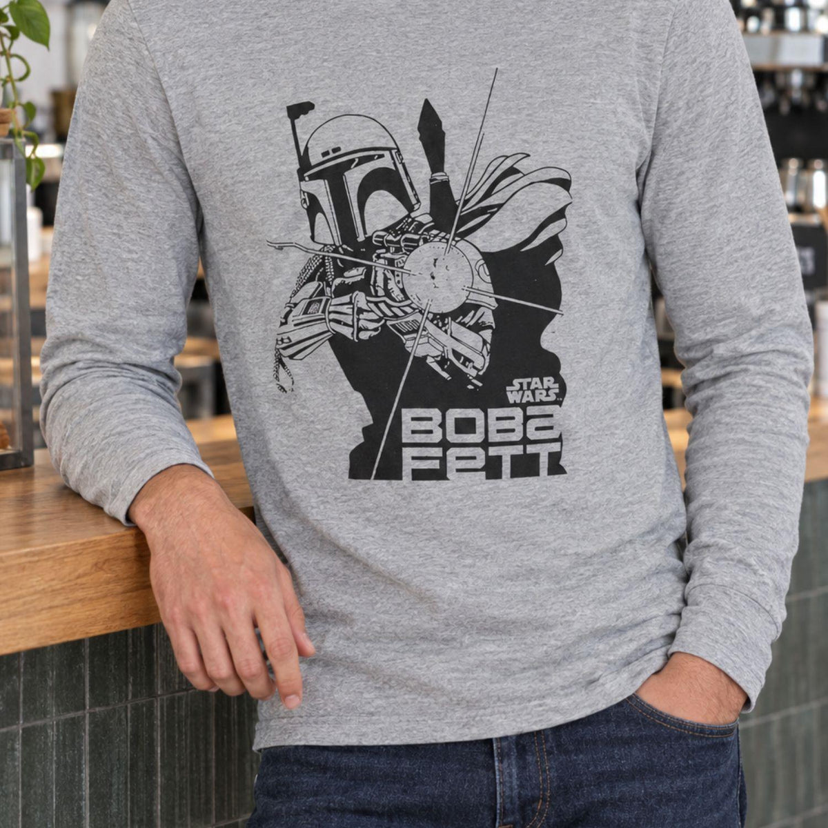 Star Wars Boba Fett Men's Long Sleeve T-Shirt Size 2XL Grey