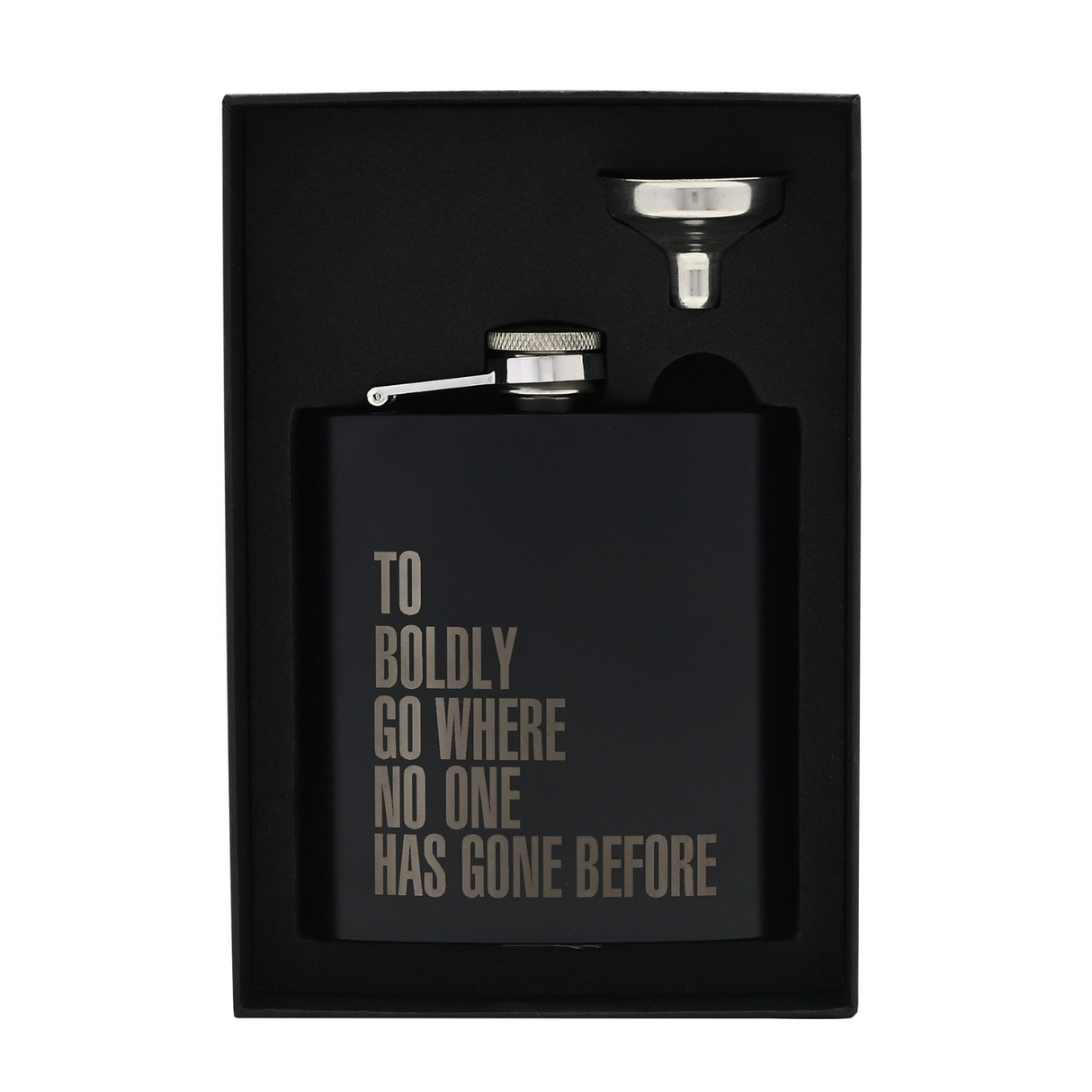 Star Trek "Boldly Go" Stainless Steel Hip Flask Black