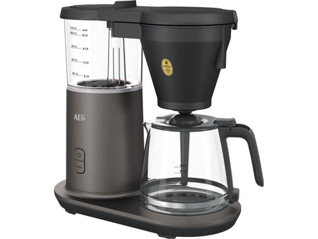 AEG coffee machine 1600W with black and silver design and glass carafe from CLICKK Home Store