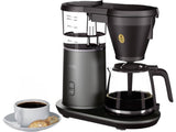 AEG coffee machine 1600W black drip coffee maker with glass carafe and cup of coffee