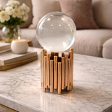 Crystal Ball with Gold Geometric Metal Stand 20cm