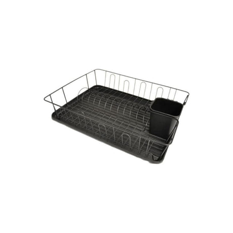 CLIKK Home Store black anti rust kitchen dish rack with utensil holder and drip tray