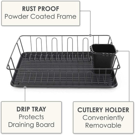 CLICCK Home Store anti rust kitchen dish rack with powder coated frame, drip tray, and removable cutlery holder