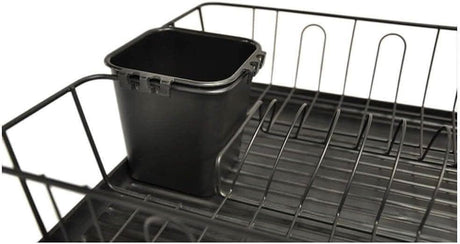 CLICKK Home Store black anti rust kitchen dish rack with utensil holder for efficient drying