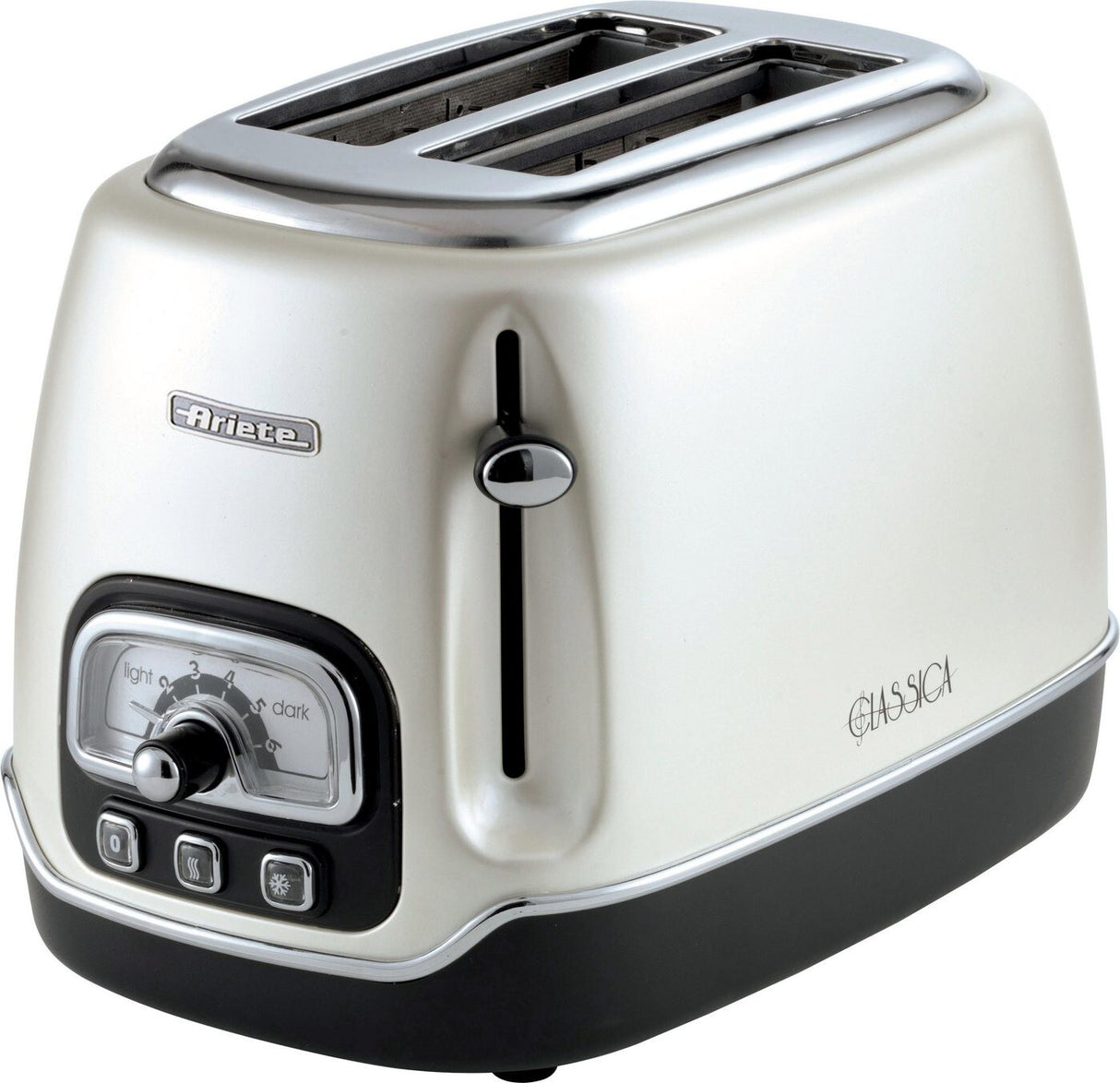 Ariete Classic Toaster - 2 Slices 3 Functions 6 Browning Levels - Pearl