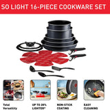Tefal Ingenio So Light L7239642 16-Piece Pot and Pan Set Black