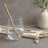 Bamboo Drinking Straws Pack of 12 with Cleaning Brush and Bag