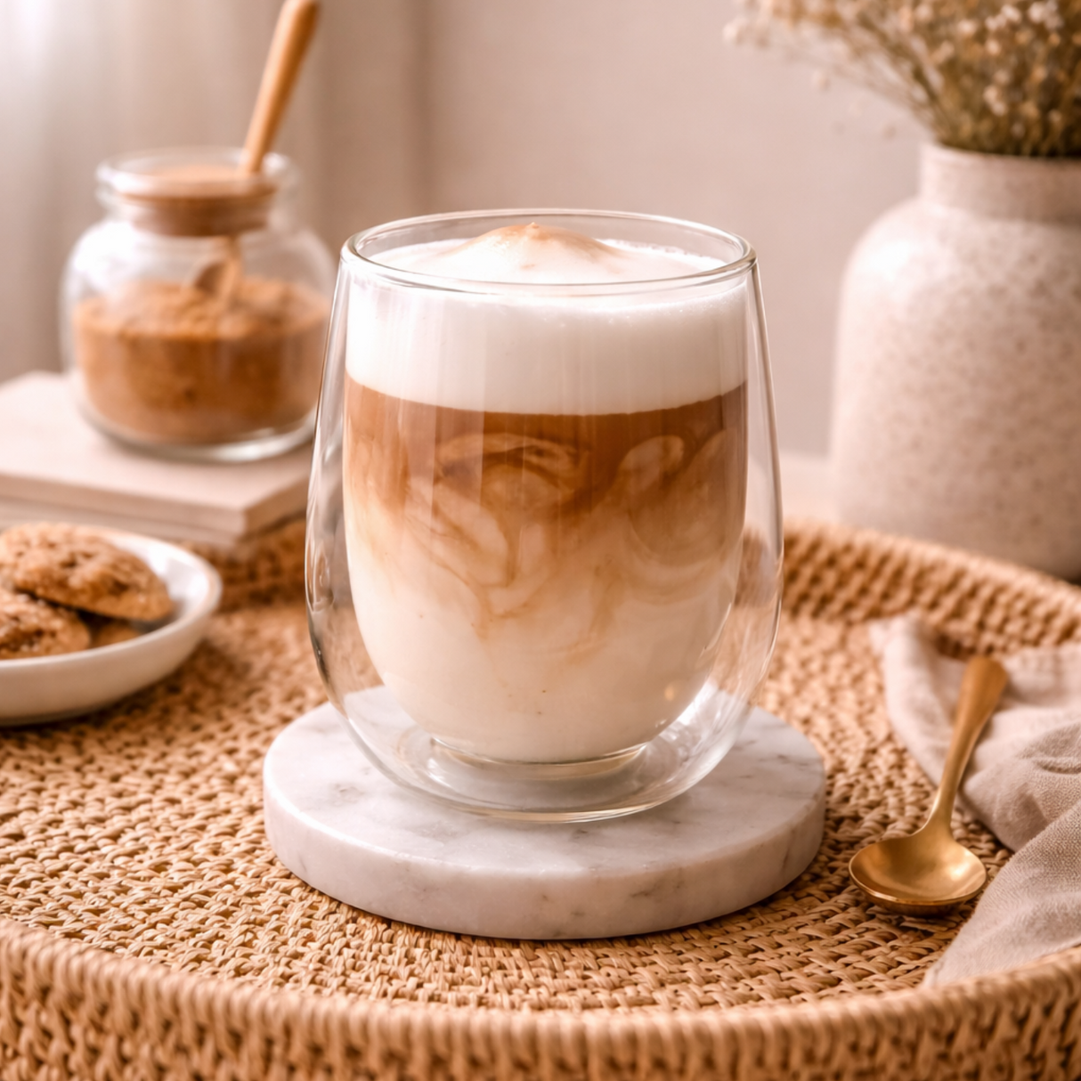 Double Walled Macchiato Glass Set of 4