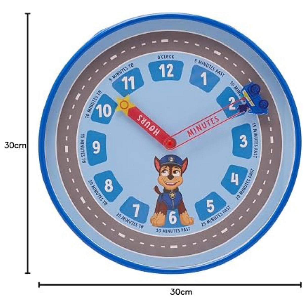Paw Patrol Chase Wall Clock 10" Blue