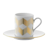 LSA Chevron Espresso 100ml Coffee Cup and Saucer Set of 4 Gold