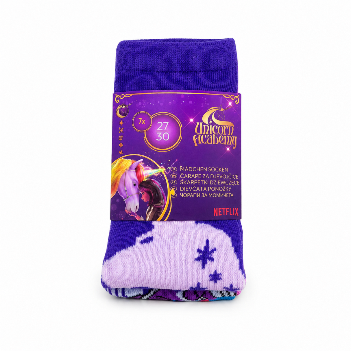 Girls Unicorn Academy 7 Pack Multicolour Socks EU 27-30 UK 9-12
