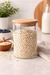 Clear Glass Cylinder Storage Jar with Bamboo Lid 950ml