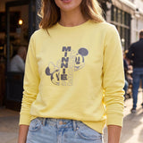 Women's Mickey & Minnie Mouse Jumper 100% Cotton French Terry Size S Yellow