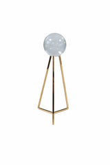 Crystal Ball with Gold Geometric Metal Stand 23cm Glass Sphere Decor