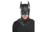 Black Batman Dark Knight mask covering head and neck with pointed ears and eye openings