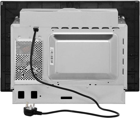 Back view of Hoover Baumatic built-in microwave showing power cord and ventilation details