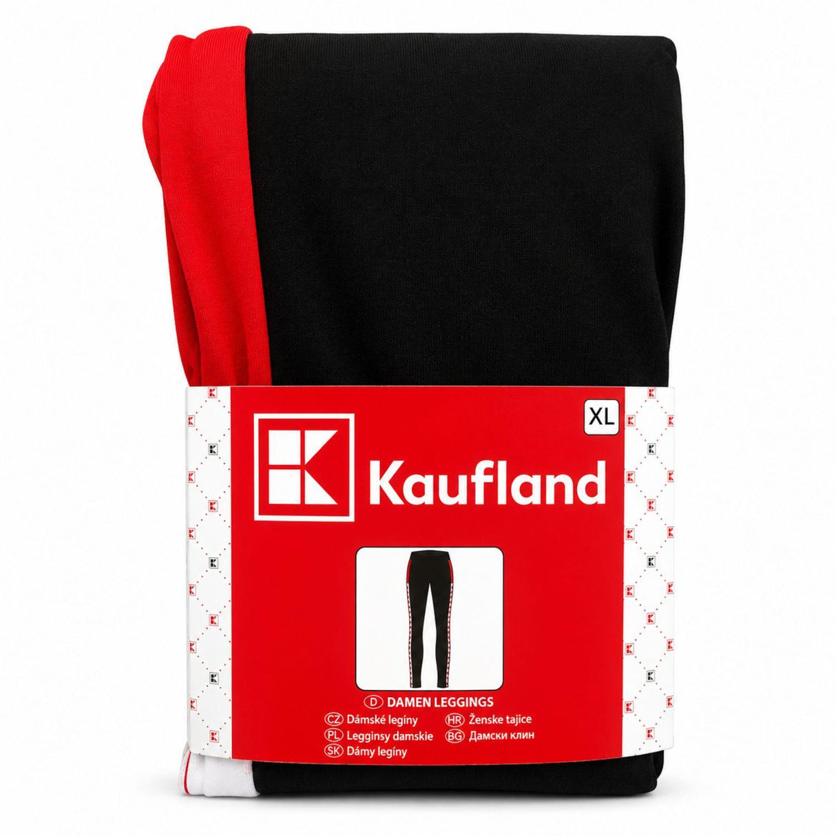 Kaufland Women's Logo Cotton Stretch Leggings Black Red Size XL