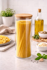 Clear Glass Cylinder Storage Jar with Bronze Lid 1300ml