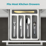 5 Compartment Utensil Cutlery Tray Organiser White and Grey