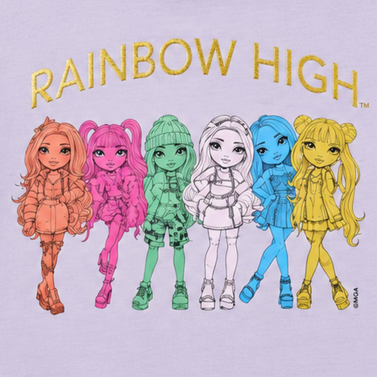 Rainbow High Girls 100% Cotton Short Sleeve T-Shirt 8-10 Years Lilac