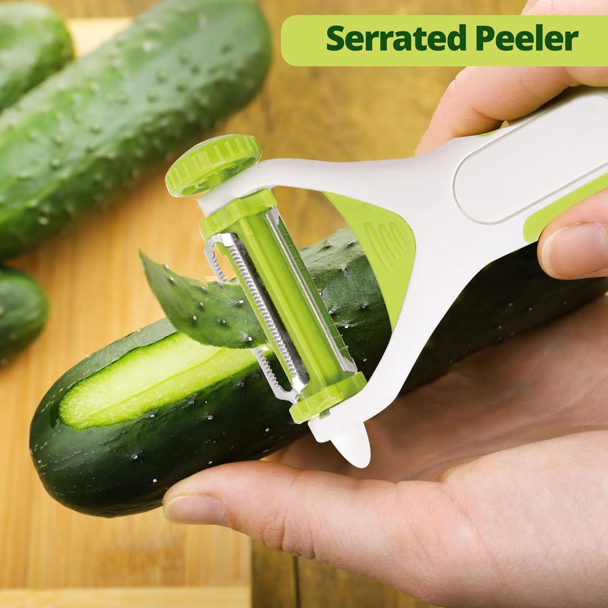 3-in-1 Food Straight Julienne Serrated Peeler for Vegetables and Fruit