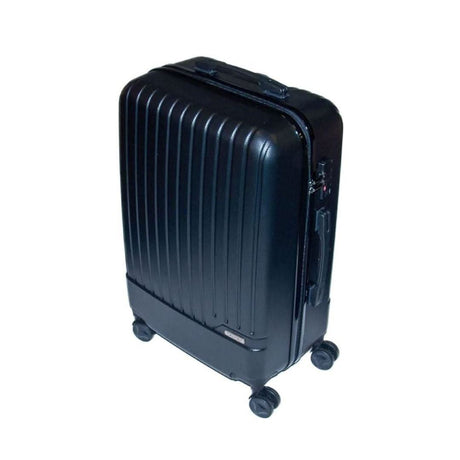 Calitek 24 inch hard shell suitcase in black with four spinner wheels and a textured surface
