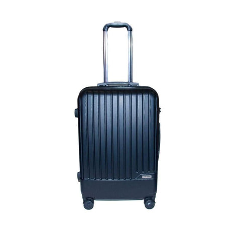 Calitek 24 inch hard shell suitcase in black with vertical ridges and telescopic handle