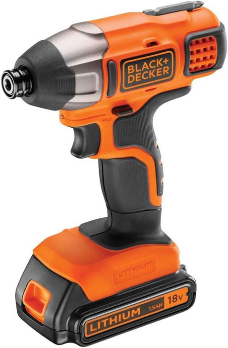 Black and Decker cordless drill set with 18V lithium battery and ergonomic design for easy handling