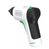 Black and Decker cordless screwdriver in white and black with green accents from CLICKK Home Store