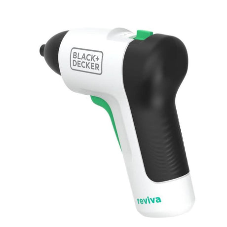 Black and Decker cordless screwdriver in white and black with green accents from CLICKK Home Store
