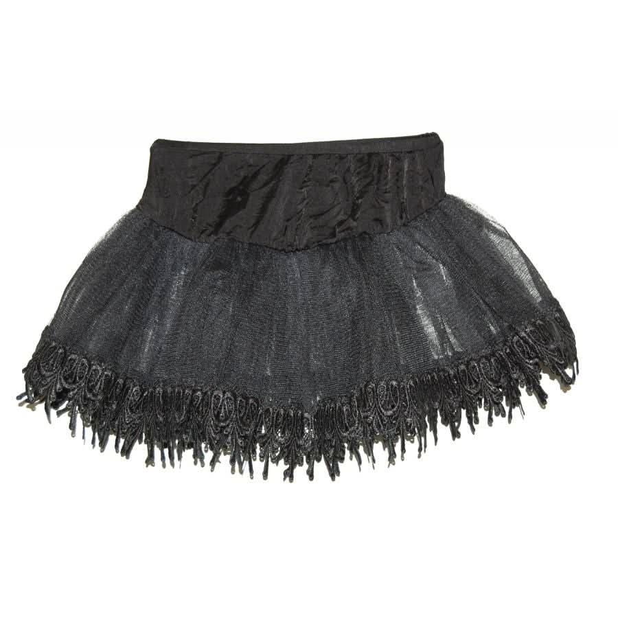 Womens Fancy Dress black lace petticoat skirt with sheer tulle and decorative lace trim
