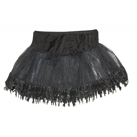Womens Fancy Dress black lace petticoat skirt with sheer tulle and decorative lace trim